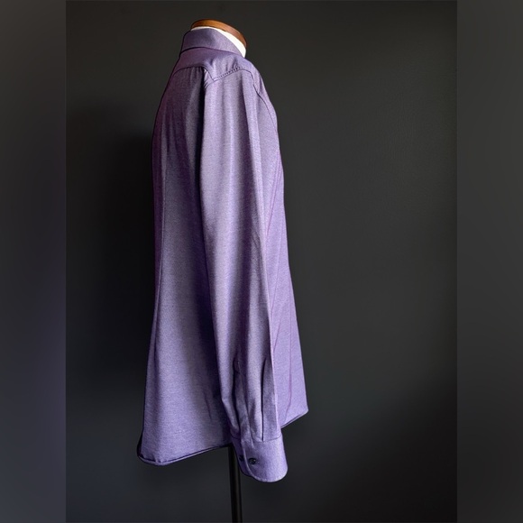 Boss Hugo Boss Men’s Purple Performance Sharp Fit Dress Shirt Micro Pattern XL - Picture 3 of 11
